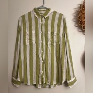 Green and White stripe Top